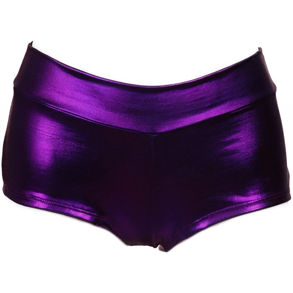 Panties Metallic Lamé Banded Boyshorts - Purple - CN18923DUI5