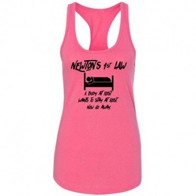 Tops Ladies Newtons First Law Sleep Racerback - Hot Pink - C018YGUGA62