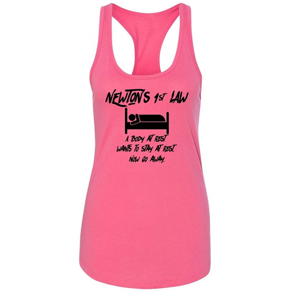 Tops Ladies Newtons First Law Sleep Racerback - Hot Pink - C018YGUGA62