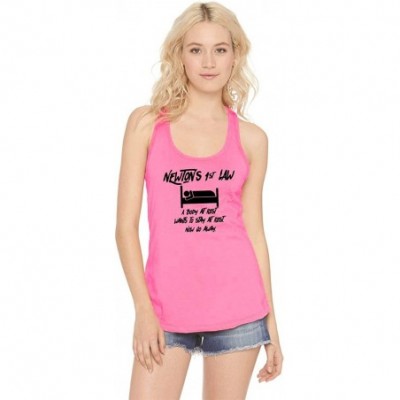 Tops Ladies Newtons First Law Sleep Racerback - Hot Pink - C018YGUGA62