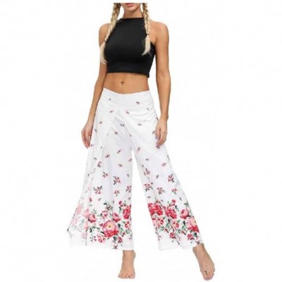 Bottoms Women Cozy Leisure Athletic Baggy Printing Palazzo Lounge Pant - As4 - CK19CKLAWCH