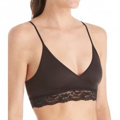 Bras Women's Silk Magic Crossover Bra with Lace Trim 8850 - Ebony - CU1882KW6UY