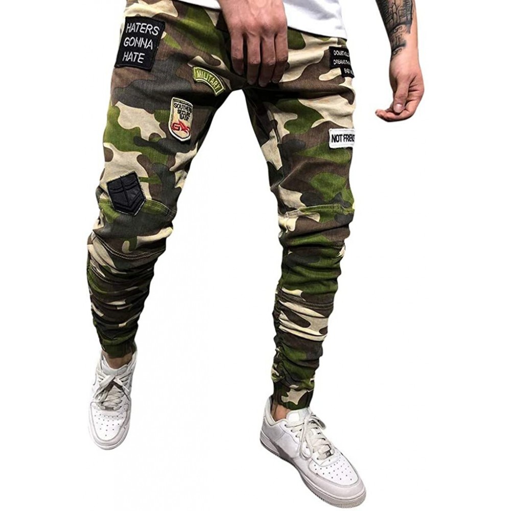 Boxer Briefs 2019 Men's Casual Solid Loose Patchwork Color Sweatpant Trousers Jogger Pant - Army Green - CY18A3N3QR5