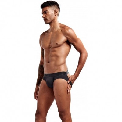 G-Strings & Thongs Men's Modal Low Waist Open Hips Underwear Sexy Jockstrap Pure Color Thong - Black - C0197TOA6KG