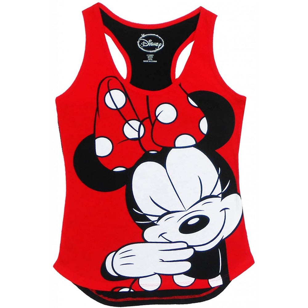 Tops Disney Juniors Cute Minnie Mouse Pajama Top Red Medium - CZ17YHIM64O