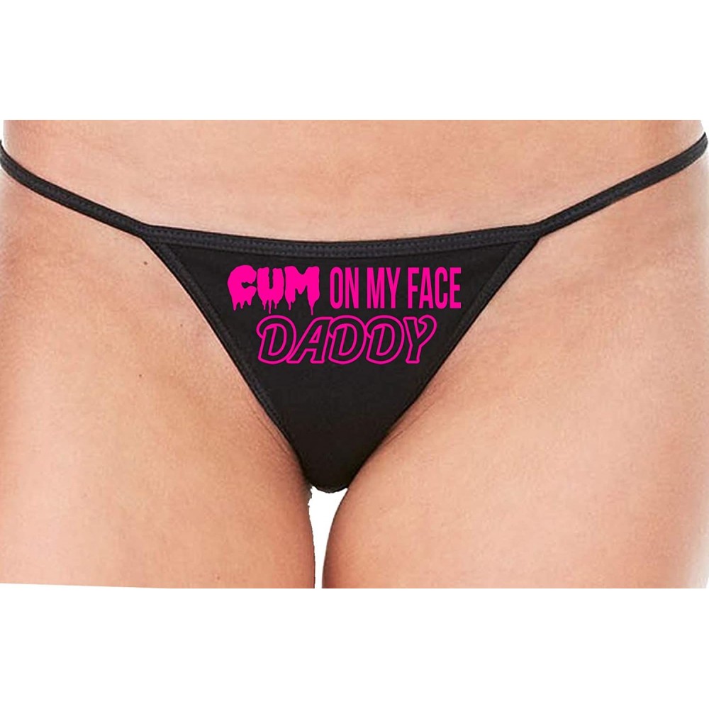 Panties Cum On My Face Daddy Facial Cumslut Black String Thong Panty - Hot Pink - CS195CWK4OO