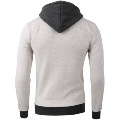 Thermal Underwear Men's Double Zipper Thermal Hoodie Coats Autumn Winter Casual Long Sleeve Warm Jacket - A-beige - CN1932OTDQG