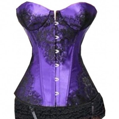 Bustiers & Corsets Women Body Shaper Overbust Hourglass Boned Corset Bustier - Purple - CT189TO4T3M