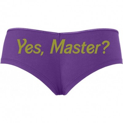 Panties Yes Master DDLG Sexy Purple Boyshort for Daddys Little Slut BDSM - Gold - C918SQQD7GU