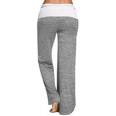 Bottoms Women's Comfy High Waist Casual Loose Drawstring Wide Leg Lounge Pants - Grey - C91969ZST3Z