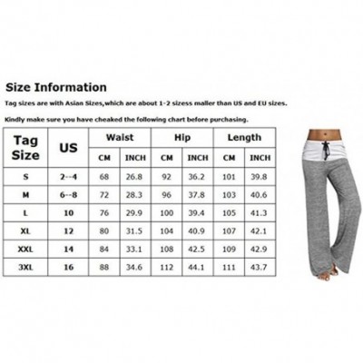 Bottoms Women's Comfy High Waist Casual Loose Drawstring Wide Leg Lounge Pants - Grey - C91969ZST3Z