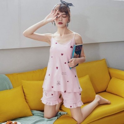 Sets Women Clothes for Summer Princess Pajamas Red Heart Pattern Sexy Sleepwear Cotton Sexy Pajama Sets - Mbf-h8881 - CN1908D...