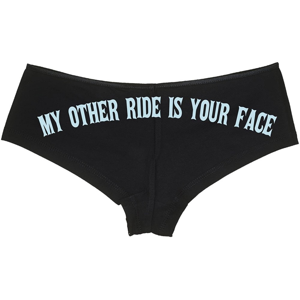 Panties My Other Ride is Your Face Boy Short Panties - Fun Flirty Boyshort Panties - Baby Pastel Blue - CT188462L0N