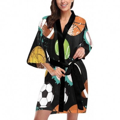 Robes Custom Soccer Ball Cool Sports Women Kimono Robes Beach Cover Up for Parties Wedding (XS-2XL) - Multi 5 - CT194WUOKKL