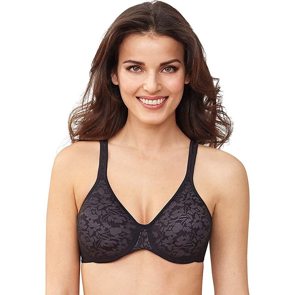 Bras Passion for Comfort Back Smoothing Underwire Bra - Black/Excalibur Lace - CC17AA8RH7Z