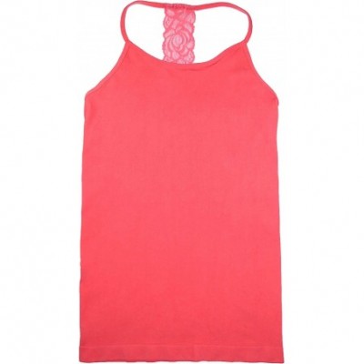 Camisoles & Tanks Lace T Strap Cami - Coral - CE12E9T74G7