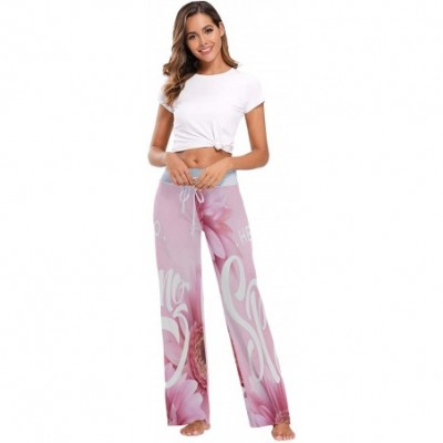 Bottoms Womens Pajama Lounge Pants Hello Spring Flower Pink Wide Leg Casual Palazzo Pj Sleep Pants Laides - 3d Print 1 - C419...