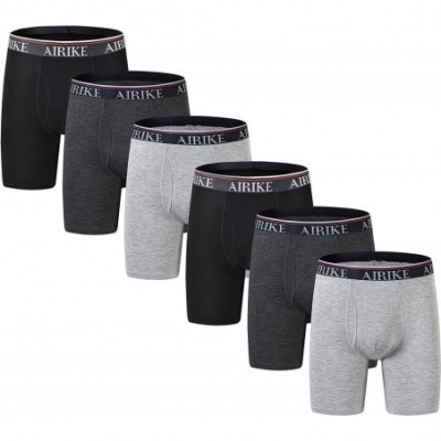 Boxer Briefs Mens Boxer Briefs Long Leg Pack Big and Tall Underwear Soft Bamboo Underpants - 6 Pack-black/Gray/Dark Gray - C6...