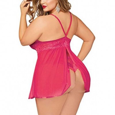 Baby Dolls & Chemises Women Sexy Lingerie Set Plus Size Backless Nightdress Thong Underpant Babydoll Sleepwear Nightdress Sui...