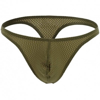 Briefs Mens Thongs- Sexy G-String Bikini Briefs Bulge Pouch Soft Breathable Hot Underwear for Men - Army Green - C118NTL9GUI