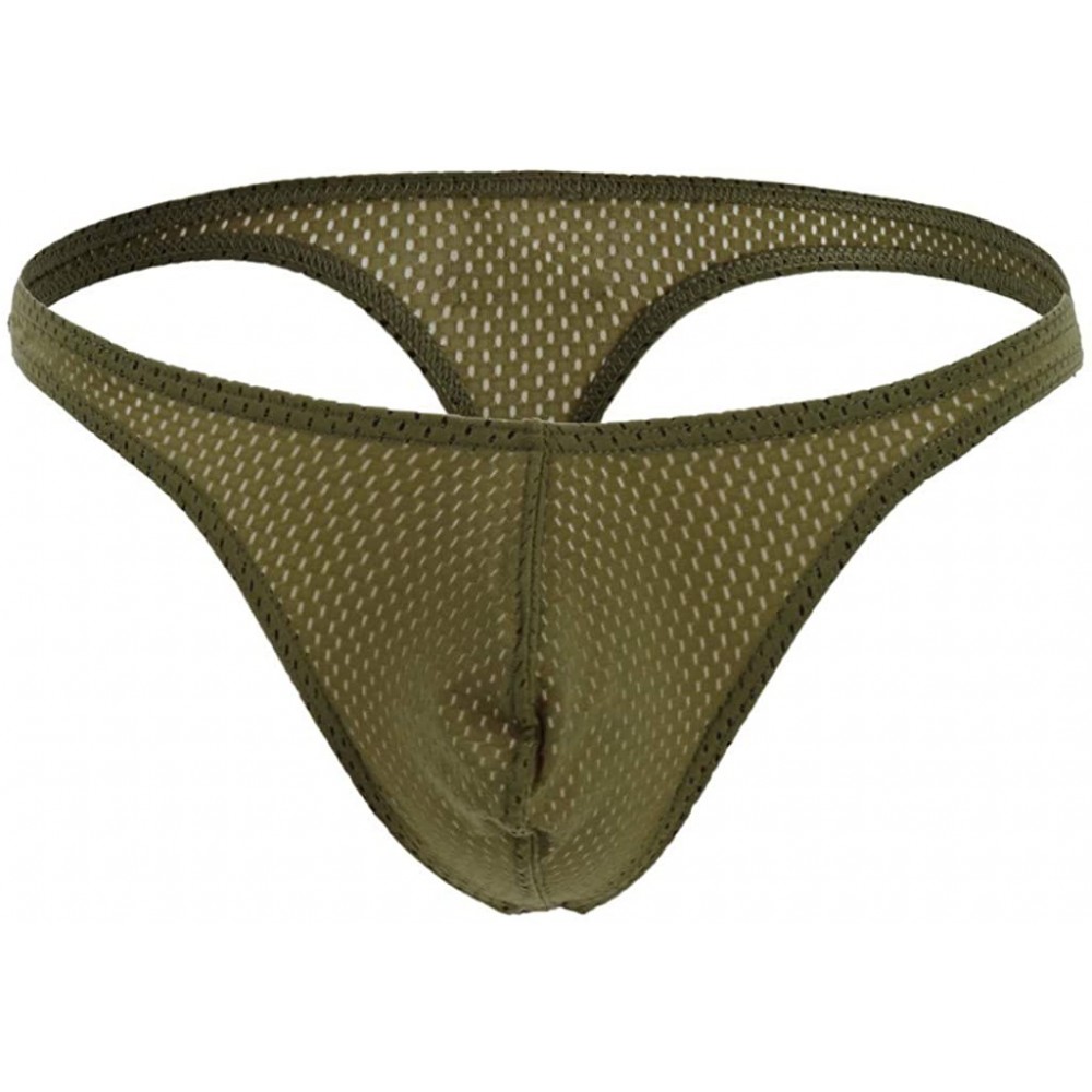 Briefs Mens Thongs- Sexy G-String Bikini Briefs Bulge Pouch Soft Breathable Hot Underwear for Men - Army Green - C118NTL9GUI