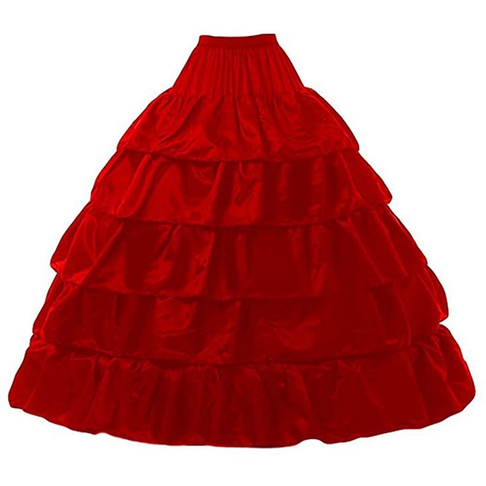 Slips 5 Layer 4 Hoop Underskirt for Quincernera Dress Bridal Petticoat - Red - C818E9QGOTN