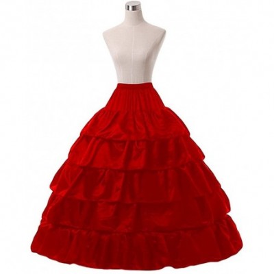 Slips 5 Layer 4 Hoop Underskirt for Quincernera Dress Bridal Petticoat - Red - C818E9QGOTN