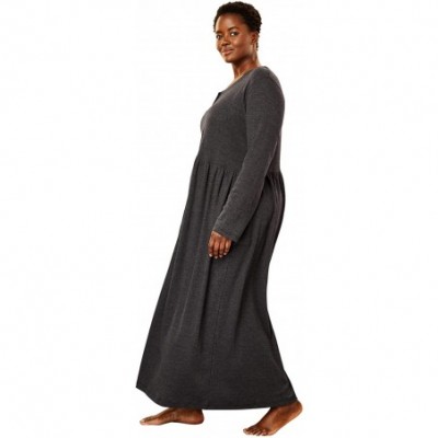 Nightgowns & Sleepshirts Women's Plus Size Long Snap-Front Knit Lounger Nightgown - Blue Sapphire (1065) - CL199SNTM7W