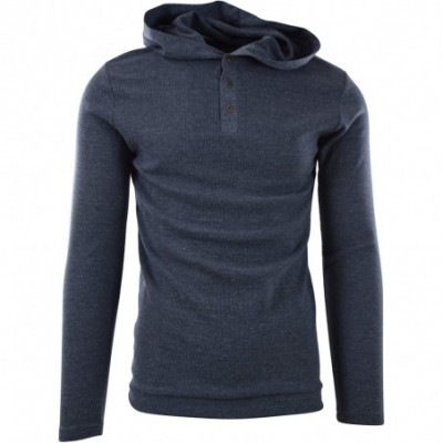 Thermal Underwear Mens Long Sleeve Thermal Waffle Pattern Crew Neck Shirts (Many Colors) - 168-denim Blue - C3193NSH5CR