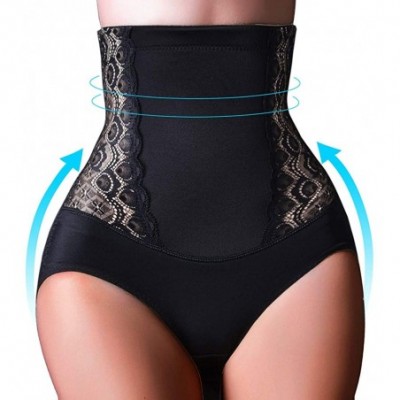 Garters & Garter Belts Women Underwear High Waist Shaping Beauty of Embroidery Lace Underpants Corset - Black - CT194DTMY2L