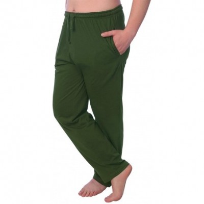 Sleep Bottoms Men's Jersey Knit Pajama Pants Long Lounge Pants Available in Plus Size - Olive Green - CM18RD5K3DN