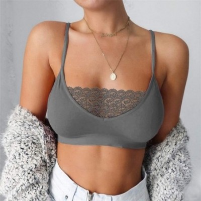 Camisoles & Tanks Sexy Women Camisole Summer Elastic Cage Bra Lace Tank Tops Bra Bustier - Gray - C31966AN0HH