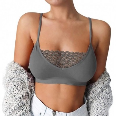 Camisoles & Tanks Sexy Women Camisole Summer Elastic Cage Bra Lace Tank Tops Bra Bustier - Gray - C31966AN0HH