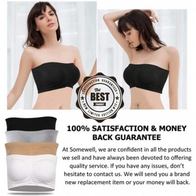 Bras Women's Bandeau Bra Strapless Basic Layer Tube Top Padded Seamless Bra - 2 Pk-black+grey-petite Size Bras - C818RS3M4AR