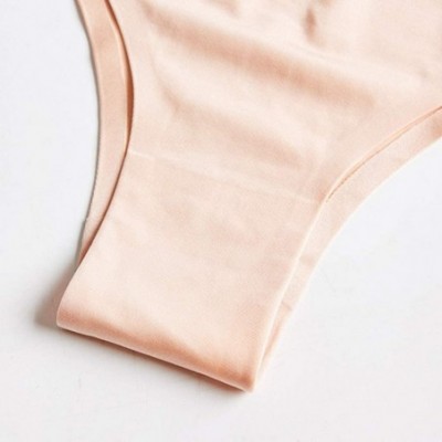 Thermal Underwear Women Low Waist No Trace Sexy Thong Briefs Fashion Letter String Underpants Lingerie - C-khaki - CX196GSL8A6