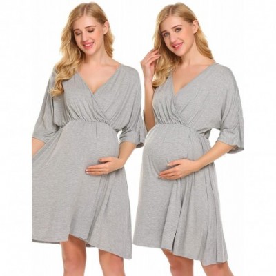 Nightgowns & Sleepshirts Women's Maternity Dress Nursing Nightgown for Breastfeeding Nightshirt Sleepwear - 8856_flower Grey ...