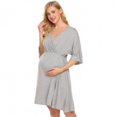 Nightgowns & Sleepshirts Women's Maternity Dress Nursing Nightgown for Breastfeeding Nightshirt Sleepwear - 8856_flower Grey ...