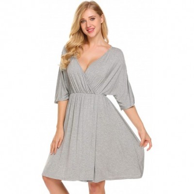 Nightgowns & Sleepshirts Women's Maternity Dress Nursing Nightgown for Breastfeeding Nightshirt Sleepwear - 8856_flower Grey ...