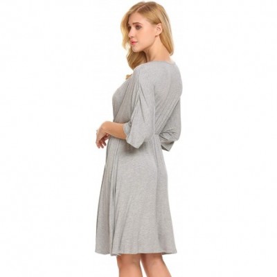 Nightgowns & Sleepshirts Women's Maternity Dress Nursing Nightgown for Breastfeeding Nightshirt Sleepwear - 8856_flower Grey ...