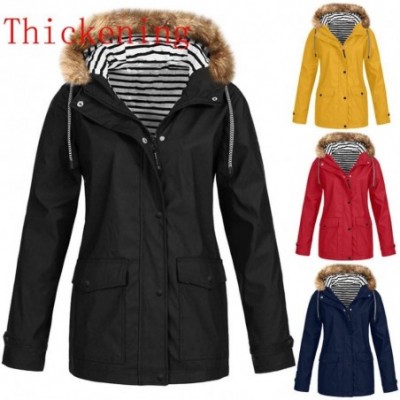 Thermal Underwear Outdoor Waterproof Raincoat Plus Velvet Women Hoodie Solid Plus Size Drawstring Windproof Rain Jacket Winte...