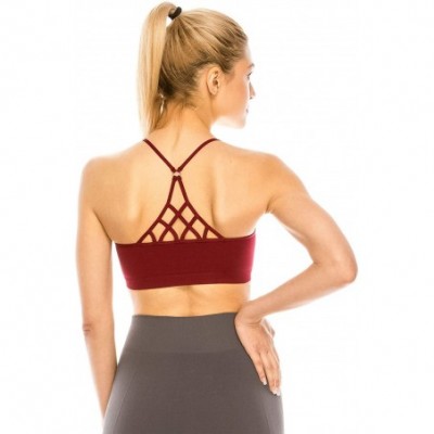 Camisoles & Tanks Strappy Caged Back Bra Cami- UV Protective Fabric UPF 50+ (Made with Love in The USA) - Burgundy - C118OT0GXGD