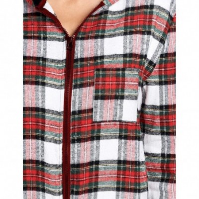 Sets Women's Flannel Hooded One Piece Pajama Union Jumpsuit - Dress Stewart - CV18EDGT84A