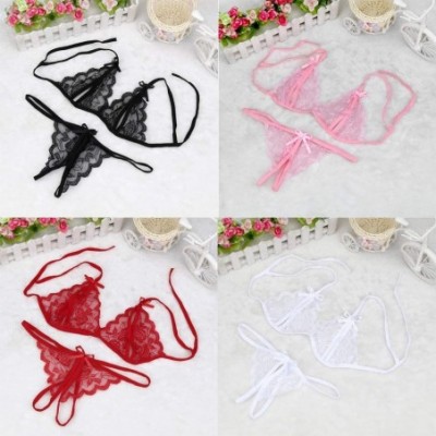 Sets Women Lady Sexy Lingerie Lace Underwear Sleepwear G-String Badydoll Lingerie Erotic Dress Nightwear - White - C918T9AD8E6