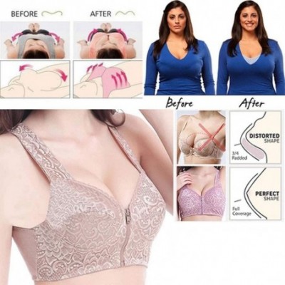 Shapewear Sexy Underwear- Women Casual Massage Front Zip Wire-Free Supportive Sleep Bra Adjustable Bras - Coffee - CV18Y8NOTNH