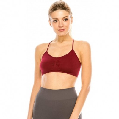 Camisoles & Tanks Strappy Caged Back Bra Cami- UV Protective Fabric UPF 50+ (Made with Love in The USA) - Burgundy - C118OT0GXGD