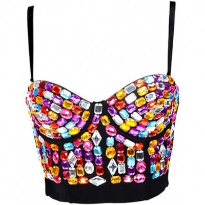 Bustiers & Corsets Women's Rhinestone Beaded Push up Bustier Club Party Crop Top Vest Bodice Short Corset - 1 - CJ18LR08L2C