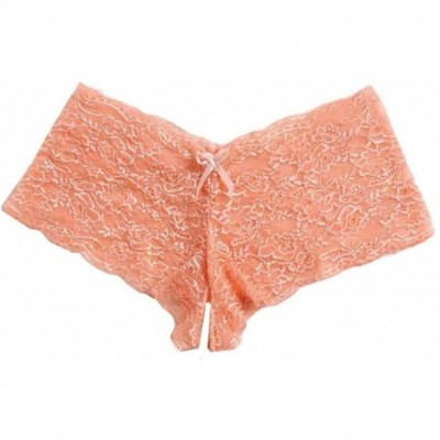 Panties Plus Size Open Peek-a-Boo Comfort Sheer Lace Hipster Boyshorts Lingerie Panties 1PC/2PC/6PC - Orange * 1 - CE18WHNHWON