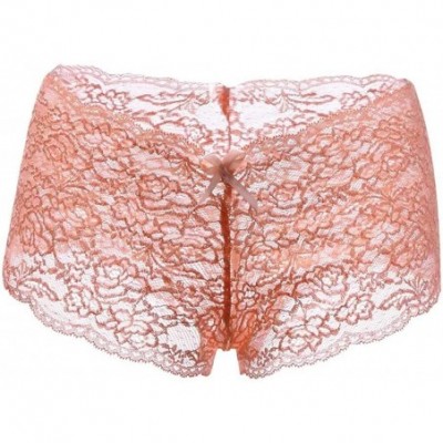 Panties Plus Size Open Peek-a-Boo Comfort Sheer Lace Hipster Boyshorts Lingerie Panties 1PC/2PC/6PC - Orange * 1 - CE18WHNHWON