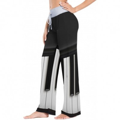 Bottoms Music Tone Vintage Piano Black White Women Loose Palazzo Casual Drawstring Sleepwear Print Yoga Pants - C019D8UMKEC