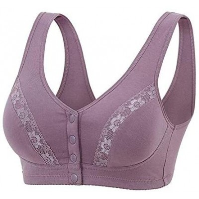 Bras 3 Pack Medium Elderly Women Everyday Bras - Women Cotton Soft Cup Bra Full-Freedom Front Close Bras - C318WECY8AW